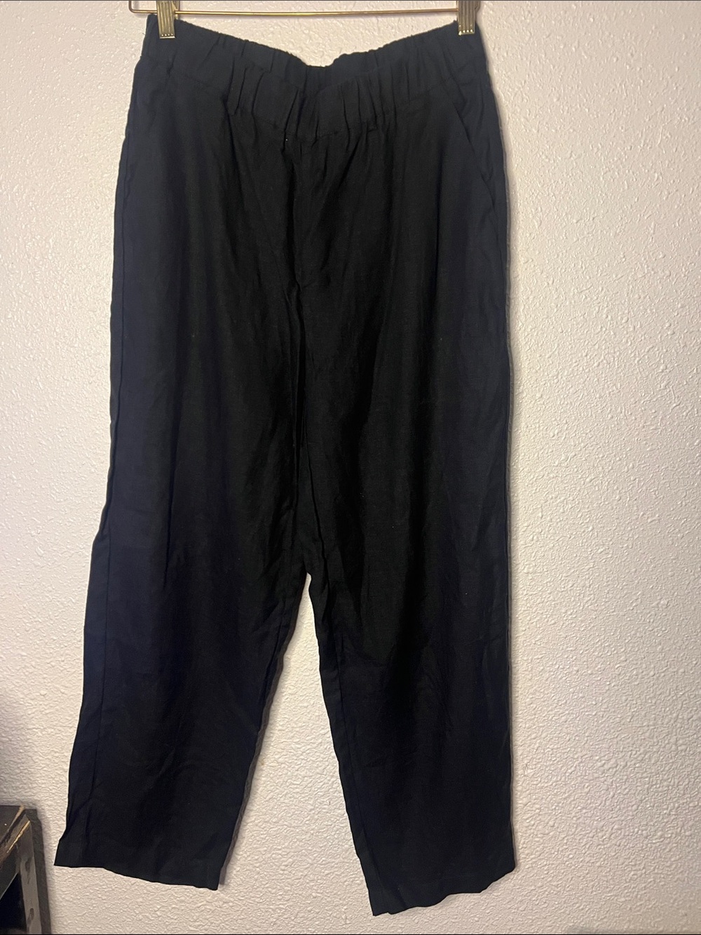 Quince Black Wide-Leg Elastic-Waist Pants